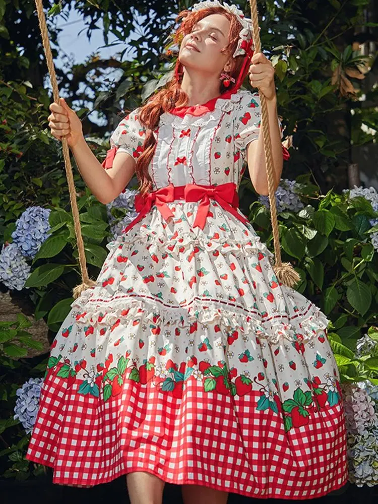 Officially Licensed Strawberry Shortcake Red Cottagecore Lolita Dress