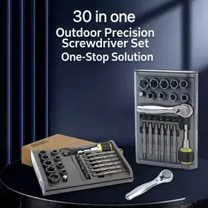 Ratchet Wrench Socket Set Screwdriver Magnetic Bits Combination Cross Flat Home Repair Tool Kit Multi-Function Disassembly Bit Hardware Tools