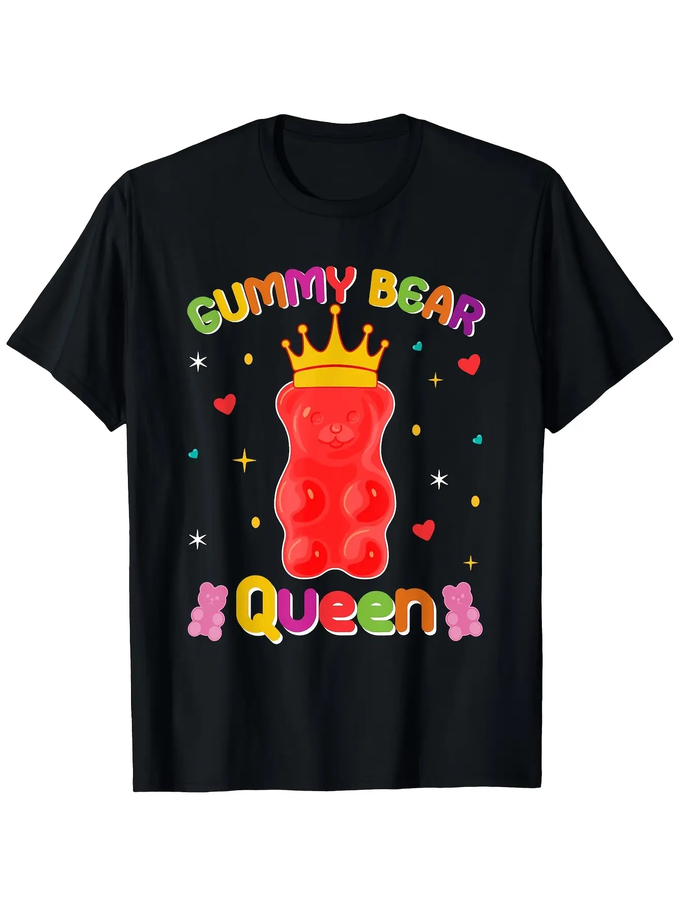 Gummy Bear Queen Sweet Candy Gummy Bear Queen T-Sh unisex soft cotton short sleeve t shirt, vintage graphic casual tee for men women teens, perfect birthday holiday gift for camping travel gym daily street casual wear