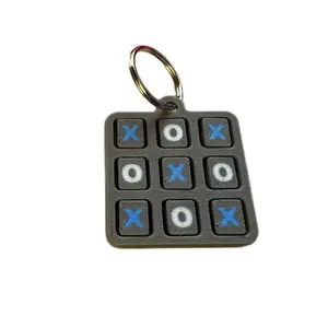 Tic-Tac-Toe Classic Game Keychain Charm for Easy Attachment - Fun & Practical Accessory for Keys or Bag