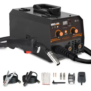 MIG Welder,2 in 1 Flux core/Stick Welder,130Amp 110V Gasless MIG Welding Machine with Synergy IGBT Inverter Welder Portable Wire Feed Welder