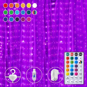 16 Colors Changing Curtain Lights 250 LED 9.8 X 8.8 FT Fairy String 7 Modes Twinkle with Remote Backdrop Wall Hanging Dripping for Bedroom Backyard Halloween Christmas Decor