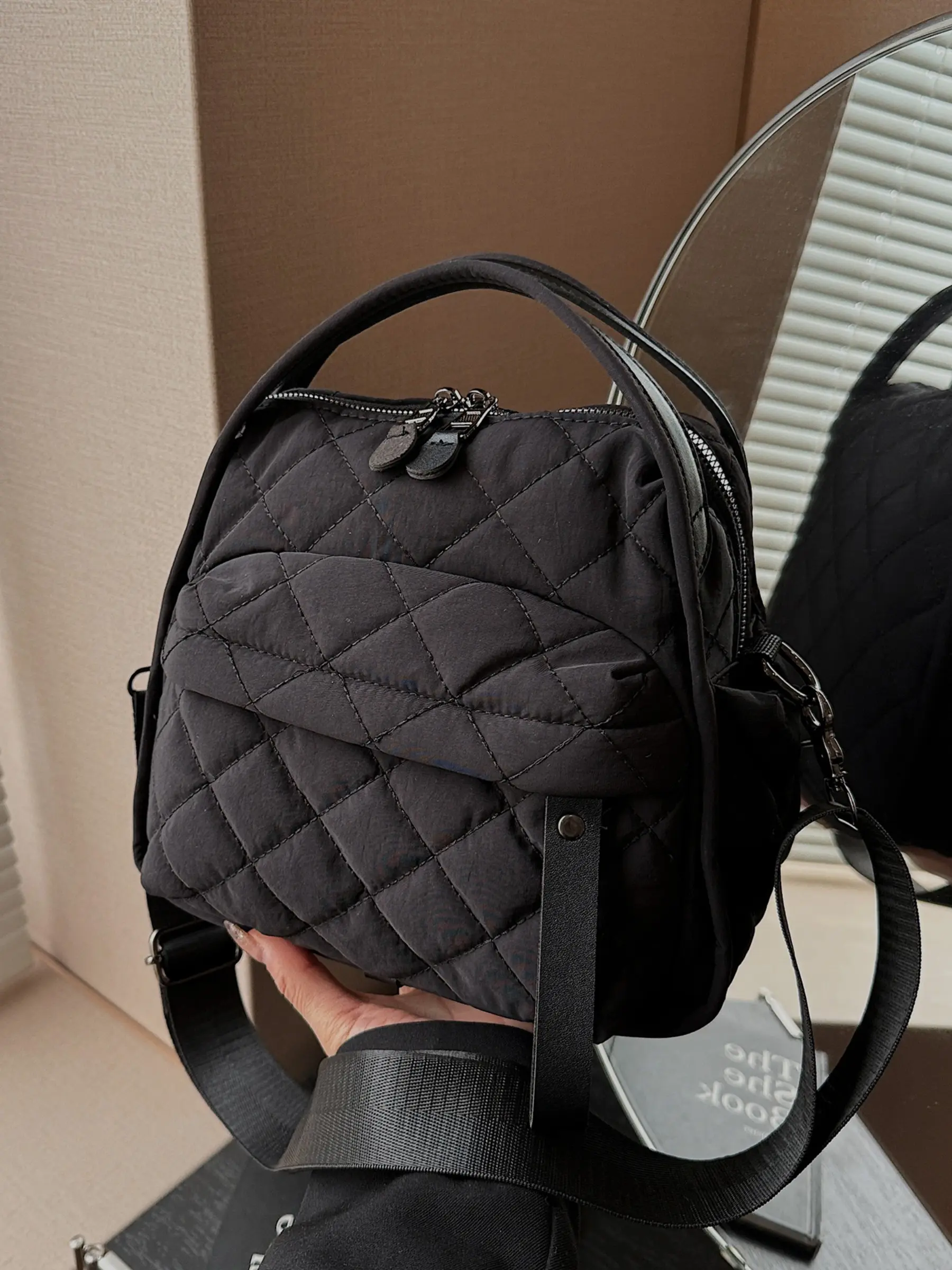 Women's Plaid Embroidery Handbag Small Bag（9.84 x 4.72 x 9.05 inch）, Cute Casual Crossbody Bag, Large Capacity Simple Shoulder Bag, Quilted Purse Bags, Daily Commute Use
