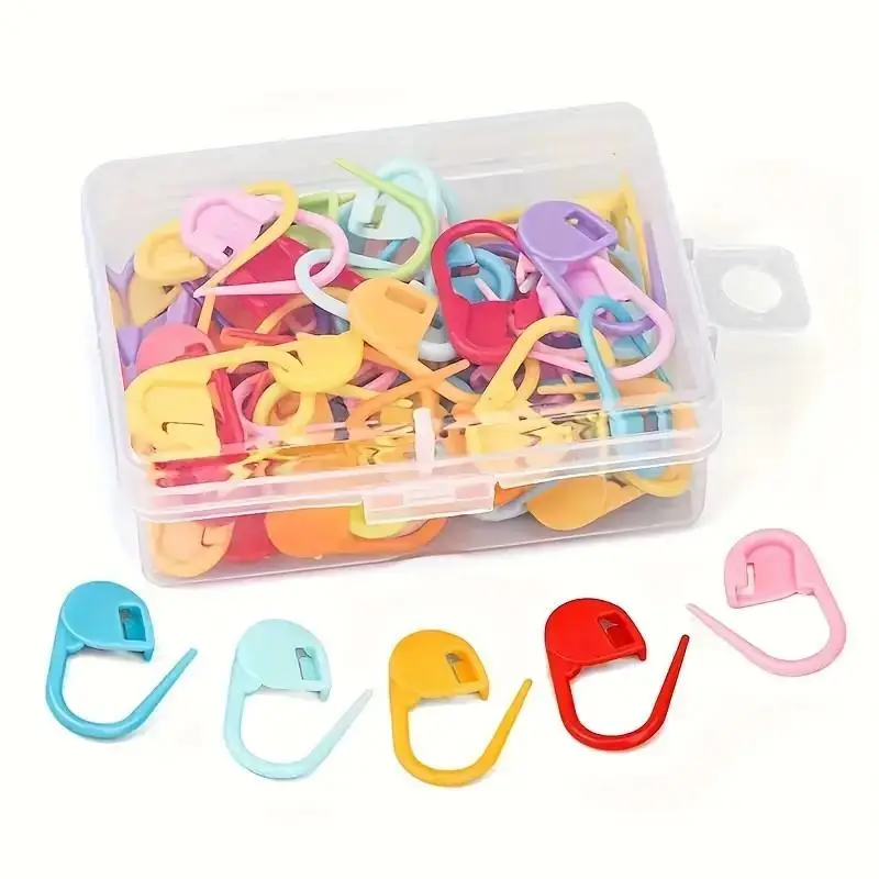 Stitch Markers for Knitting and Crocheting Stitch Needle, 50pcs/box Plastic Yarn Winder Tack, Multicolor Marker Clip, Sweater Counter