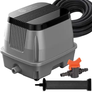AquaMiracle Koi Pond Aerator Pond Air Pump for Outdoor Ponds, All-in-One Pond Aeration Kit with Self-sinking Airline Flow Control Rubber Air Diffuser