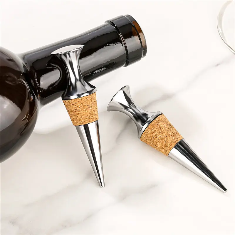 Set of 2 Silver Color Wine Stoppers,  Champagne & Wine Preserver Decorative Bottle Stoppers, Perfect for Home Kitchen Bar Club Accessory
