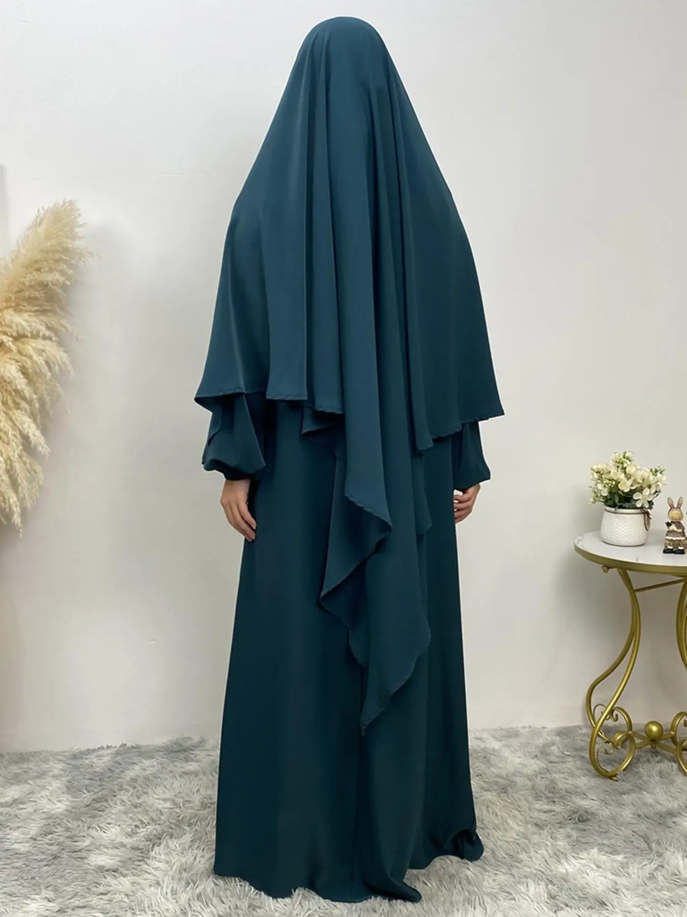 Women's Solid Color Khimar, Modest Fashion Long Sleeve Khimar for Daily Wear, Comfortable and Elegant Design Muslim Clothing for Women