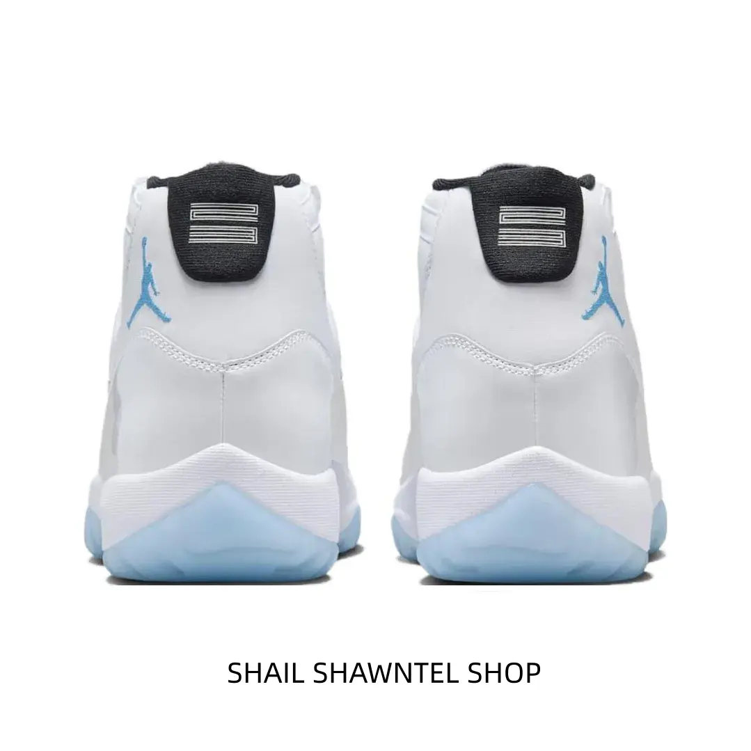 White High-Top Retro Basketball Sneakers, Light Blue Logo & Translucent Outsole, Polished Leather Upper, Iconic Ankle Straps