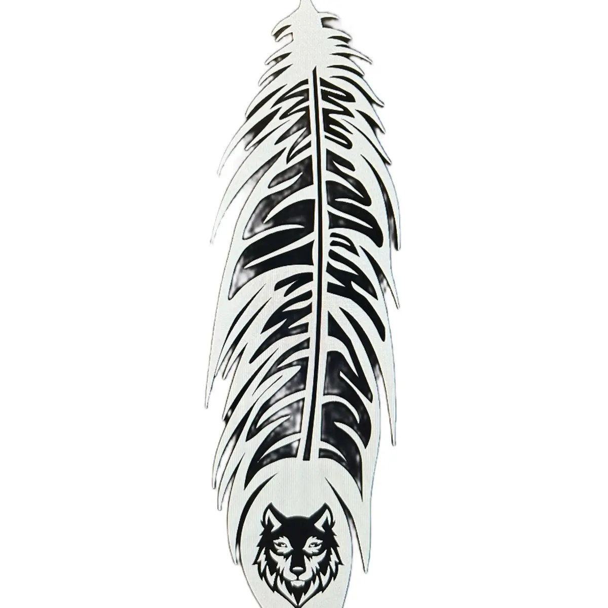 Wolf Feather Vinyl Decal Sticker - Premium Permanent Vinyl, Approximately 6in x 3in, Suitable for Any Material, Dishwasher Safe - Decor