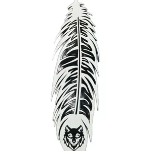 Wolf Feather Vinyl Decal Sticker - Premium Permanent Vinyl, Approximately 6in x 3in, Suitable for Any Material, Dishwasher Safe - Decor