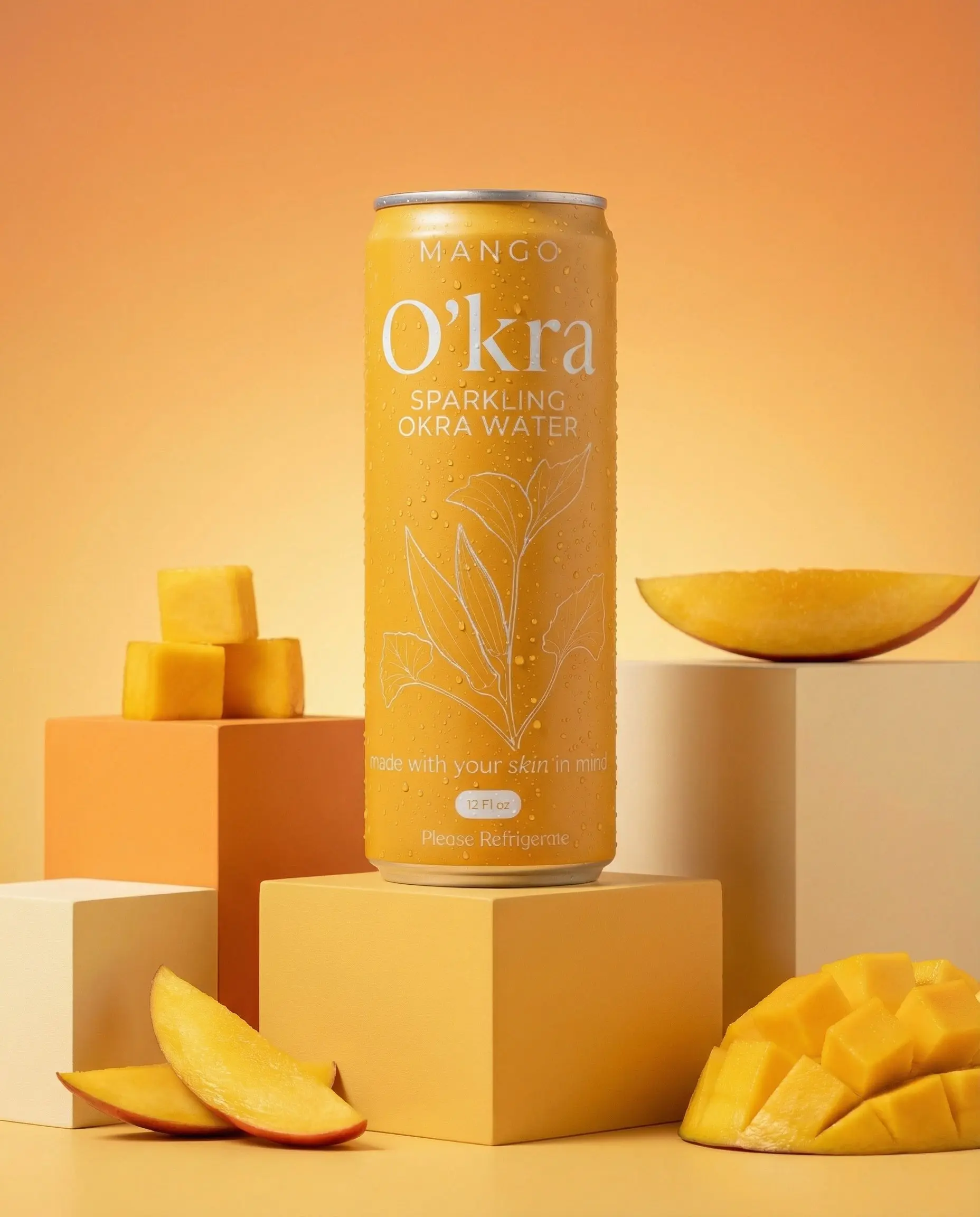 O’kra – Sparkling Okra Water (Mango) | Hydration & Skin Health