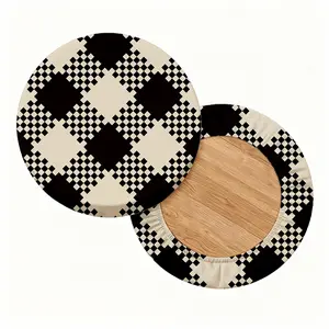 2/4/6/8PCS black and white plaid digital printing pattern universal elastic round stool cover for all seasons, elastic, suitable for bar chair covers, outdoor chairs, small round cushion covers, restaurants, cafes, etc