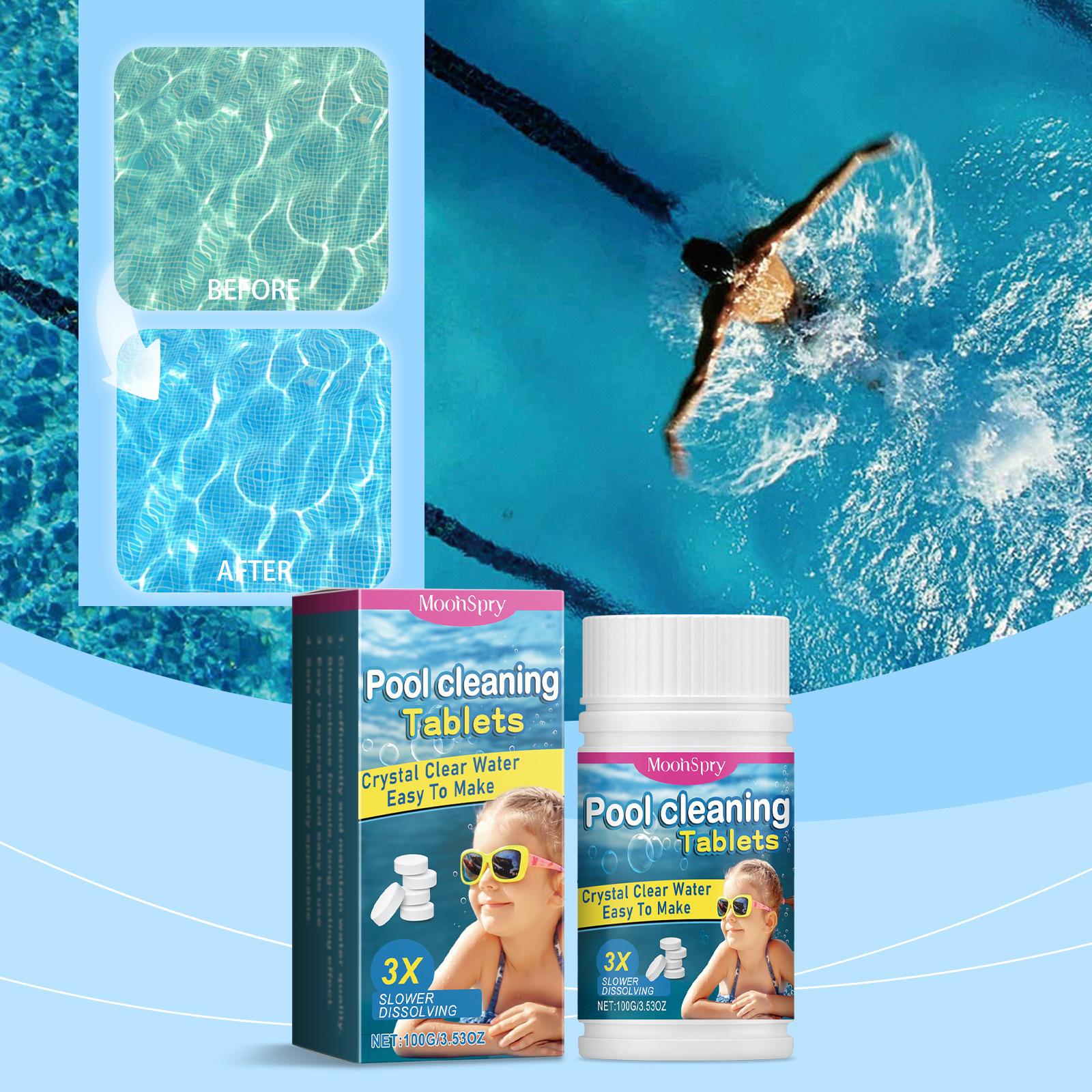 Pool Cleaning Slow-Release Tablets Multi-Functional Effervescent Tablets for Removing Dirt and Odor and Keeping Pool Water Clean