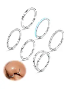 Rhinestone Decor Nose Ring, Stainless Steel Nose Hoop, Spiral Nose Ring for Women & Men, Minimalist and Fashionable Piercing Jewelry, Can Be Used on Lips, Brow Bones, Earrings, Piercing Jewelry Set for Parties and Everyday, Nose Piercing Kit
