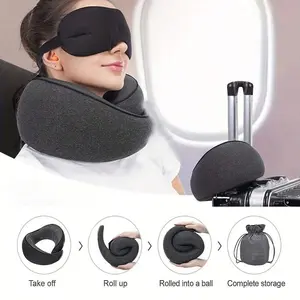 1 Count Travel Pillow Pure Memory Foam Neck Pillow, Breathable Cover, Machine Washable, Airplane Travel, Ergonomic Memory Foam Neck Pillow
