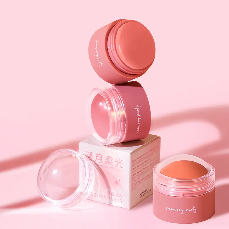 1PC Sensory Party Soft Light Blush Cream for Girly Monochrome Palette - Peach Orange Blush Rouge, Nude Makeup