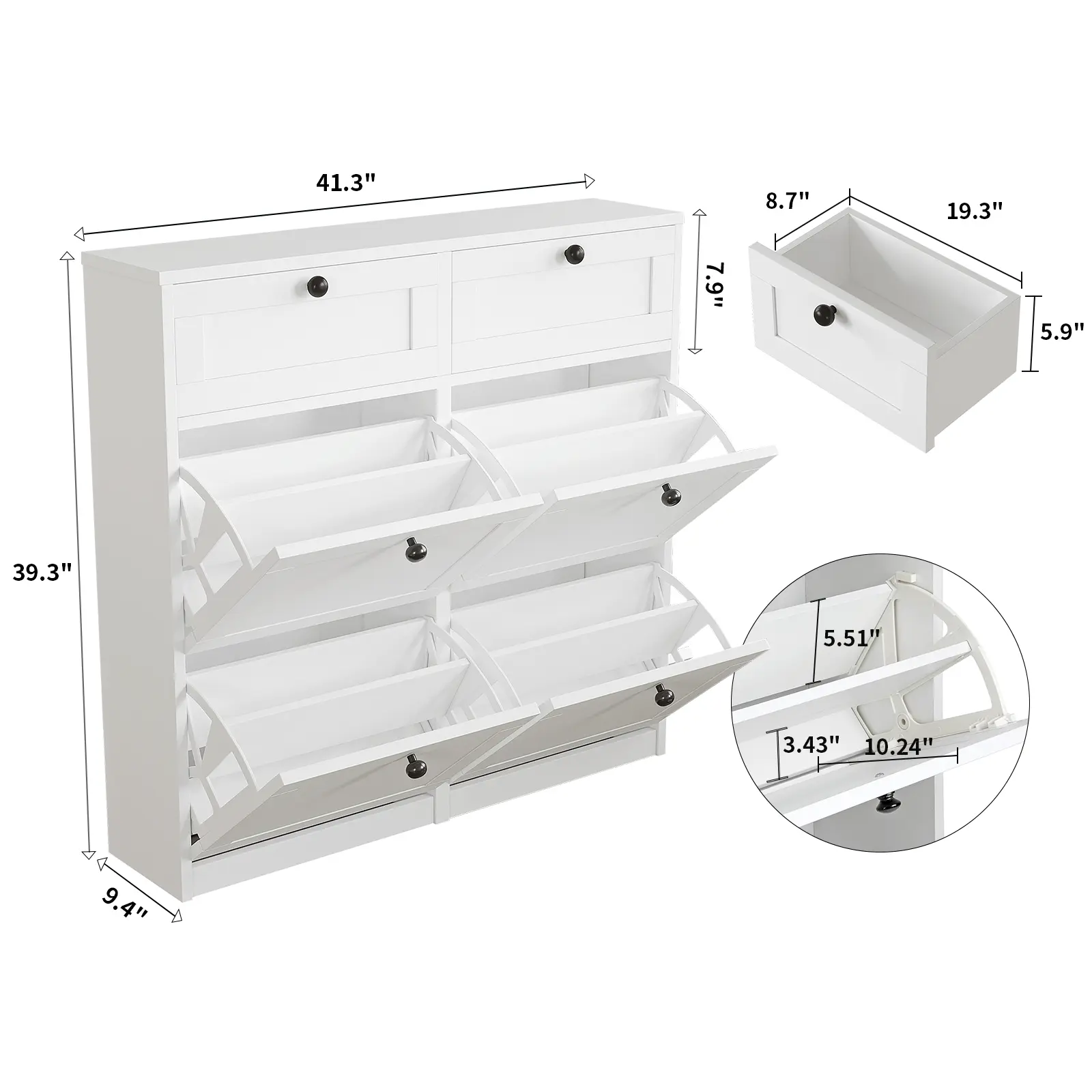 White-4 Flip Drawers