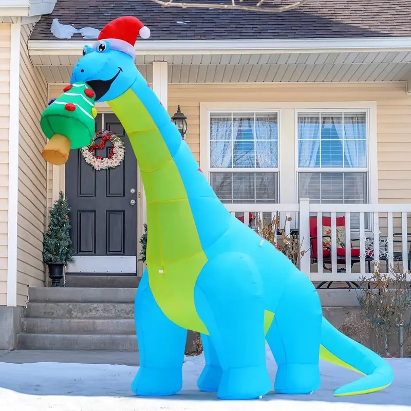 COMIN Dinosaur Eat Tree Inflatable 10FT Outdoor Decorations with LEDs Water Proof Cloth Set for Festive Halloween & Christmas Decorations
