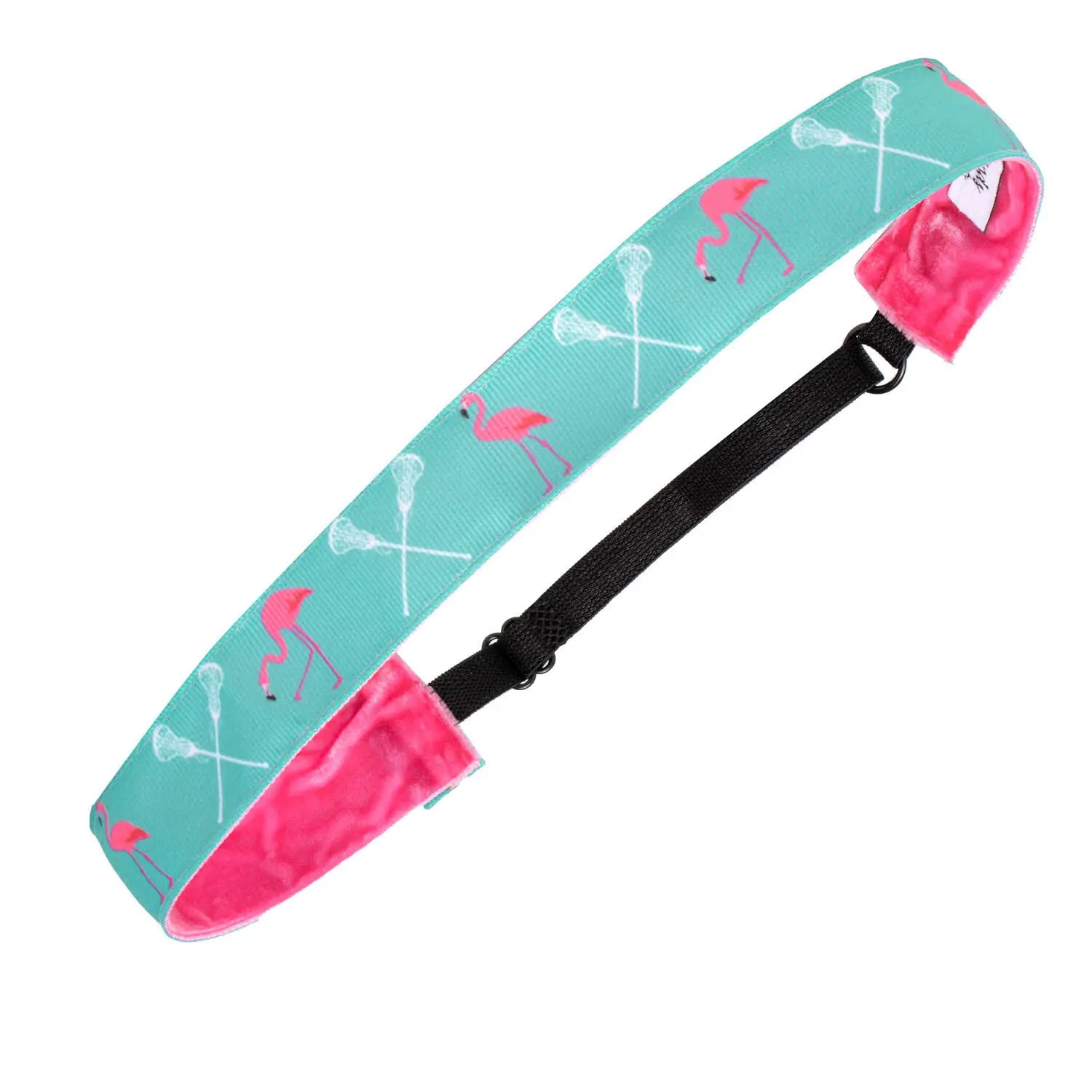 Girls Athletic Non-Slip Adjustable Lacrosse Juliband - Tropical Flamingo Hair Headband, Tropical Headbands