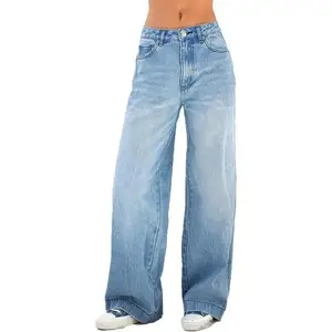 Sweatpant Jeans Women Straight Leg Boyfriend Denim Pants Low Rise Baggy Wide Leg Jeans Women's Loose biker comfortable casual No.051
