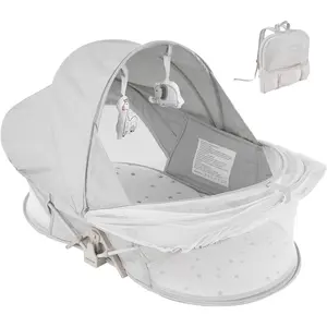 Hypoallergenic Portable Baby Bassinet Travel Baby Bed included Carry Backpack, Baby Cribs Travel Pod for Outdoors Baby Lounger Infant Travel Bed with Mosquito Net and Sunshade Canopy, Lightweight Washable Foldable