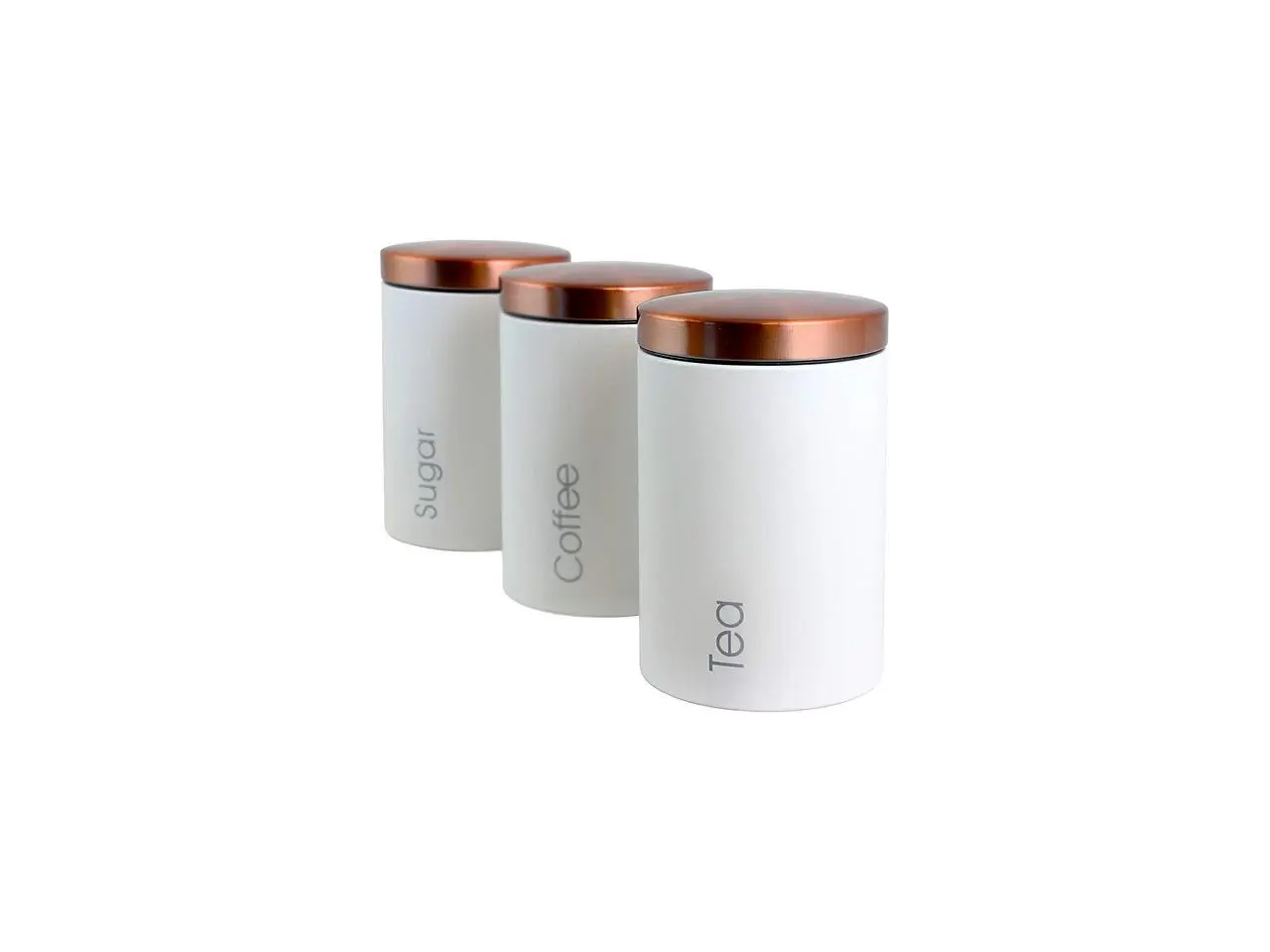 Mega Chef Essential Kitchen Storage 3 Piece Sugar, Coffee and Tea Canister Set in Matte White Mega Chef Essential Kitchen Storage 3 Piece Sugar, Coffee and Tea Canister Set in Matte White