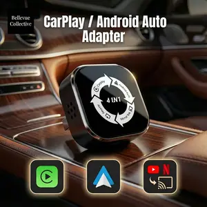 Wireless CarPlay & Android Auto Adapter 4-in-1  Phone Mirroring  Screen Cast