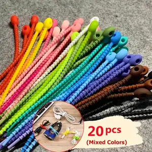 Random Color Silicone Cable Tie, Reusable Cable Organizer, Multifunctional Cable Management Rope for Headphone Cable, Phone Charging Cable