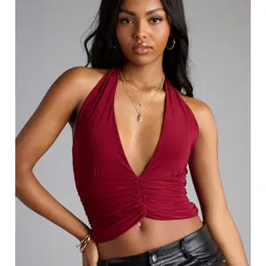 Hot Drama Plunge V-Neck Halter Top