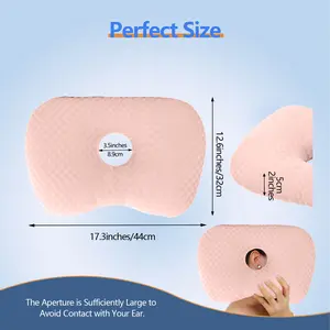 Side Sleeper Pillow with Ear Holes for CNH and Ear Discomfort Cotton-Polyester Adjustable Curved Pillow Memory Foam dondraq Pillow sleeping