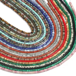 2D Flat Surface - 4*2mm flat round disc beads made of natural turquoise, quartz, and celestite, ideal for jewelry and bracelet making