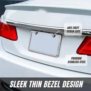 Universal License Plate Frame 2pcs Silver Chrome Plated Rustproof Stainless Steel License Plate Holder weatherproof