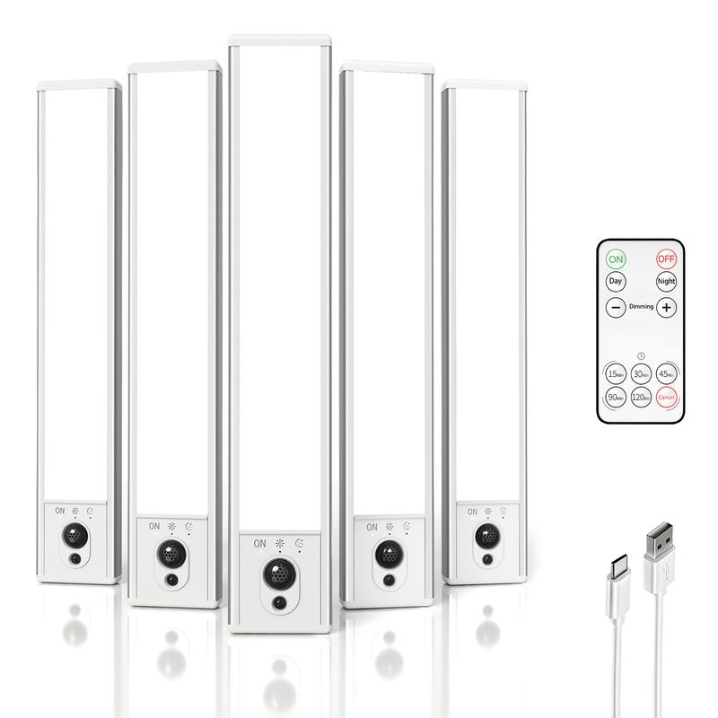 EZVALO Under Cabinet Lighting Wireless with Remote, LED Closet Lights Motion Sensor Dimmable, Magnetic & Rechargeable via USB, Energy-Saving Light for Kitchen, Wardrobe, Cupboard, Hallway & Stairs Home Decor, White Light, 5Pack Halloween Christmas Outdoor