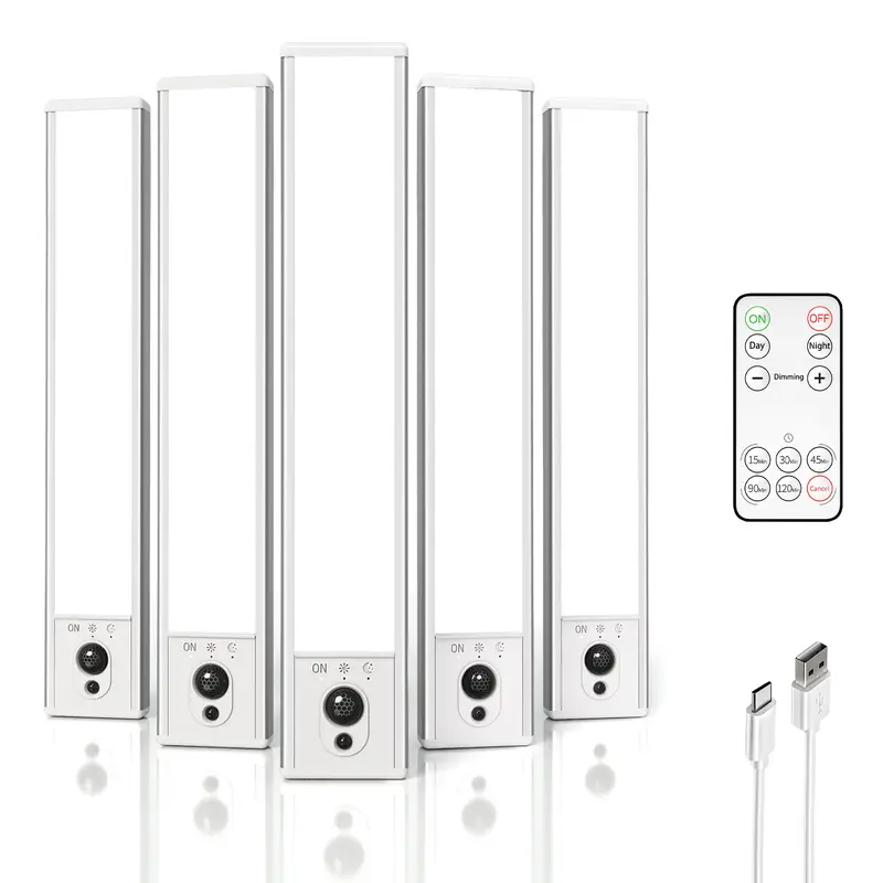 EZVALO Under Cabinet Lighting Wireless with Remote, LED Closet Lights Motion Sensor Dimmable, Magnetic & Rechargeable via USB, Energy-Saving Light for Kitchen, Wardrobe, Cupboard, Hallway & Stairs Home Decor, White Light, 5Pack Halloween Christmas Outdoor
