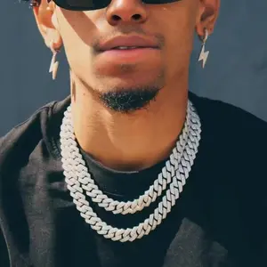 13mm Iced Out Cuban Link Chain with Pendant - Full Diamond Hip Hop Necklace for Men, Gold/Silver Plated Alloy