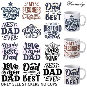 12 Pieces Of Father's Day UV DTF Transfer Sticker - Waterproof UV DTF Transfer Paper For Arts And Crafts, DIY Decorating, Scrapbooks And Seals - Easy To Paste, Durable And Versatile For Cups, Bottles, Laptops, School Supplies And More
