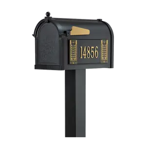 Whitehall Frank Lloyd Wright Tree of Life Premium Mailbox Package, Capitol Mailbox with Standard Post & Personalized Side Plaques, Outdoor Post Mount Mailbox System