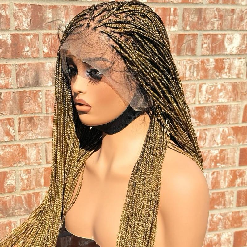 Micro Knotles braids made with fiber lace. Made with a 360 full lace in color 27 available in 30 inches