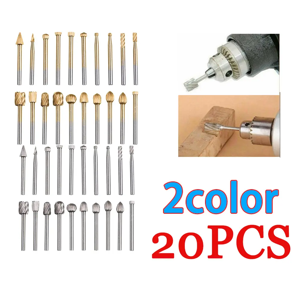Tungsten Carbide Rotary Burr Bit Set 1/8" Cutting Carving Burrs for Dremel Tool