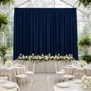 Navy Blue 4-Way Stretch Spandex Backdrop Curtain, Wrinkle-Free Event Drapes with Rod Pockets - 5ft x 20ft