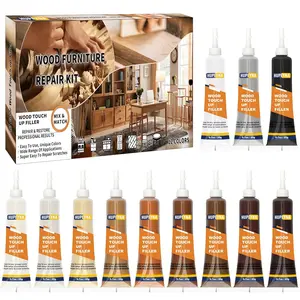12 Color Wood Repair Kit, Furniture Wood Filler for Repairing Scratches Cracks Stains Discoloration on Wood Furniture Door Cabinet Floor Table, Wood Touch Up Paint Filler