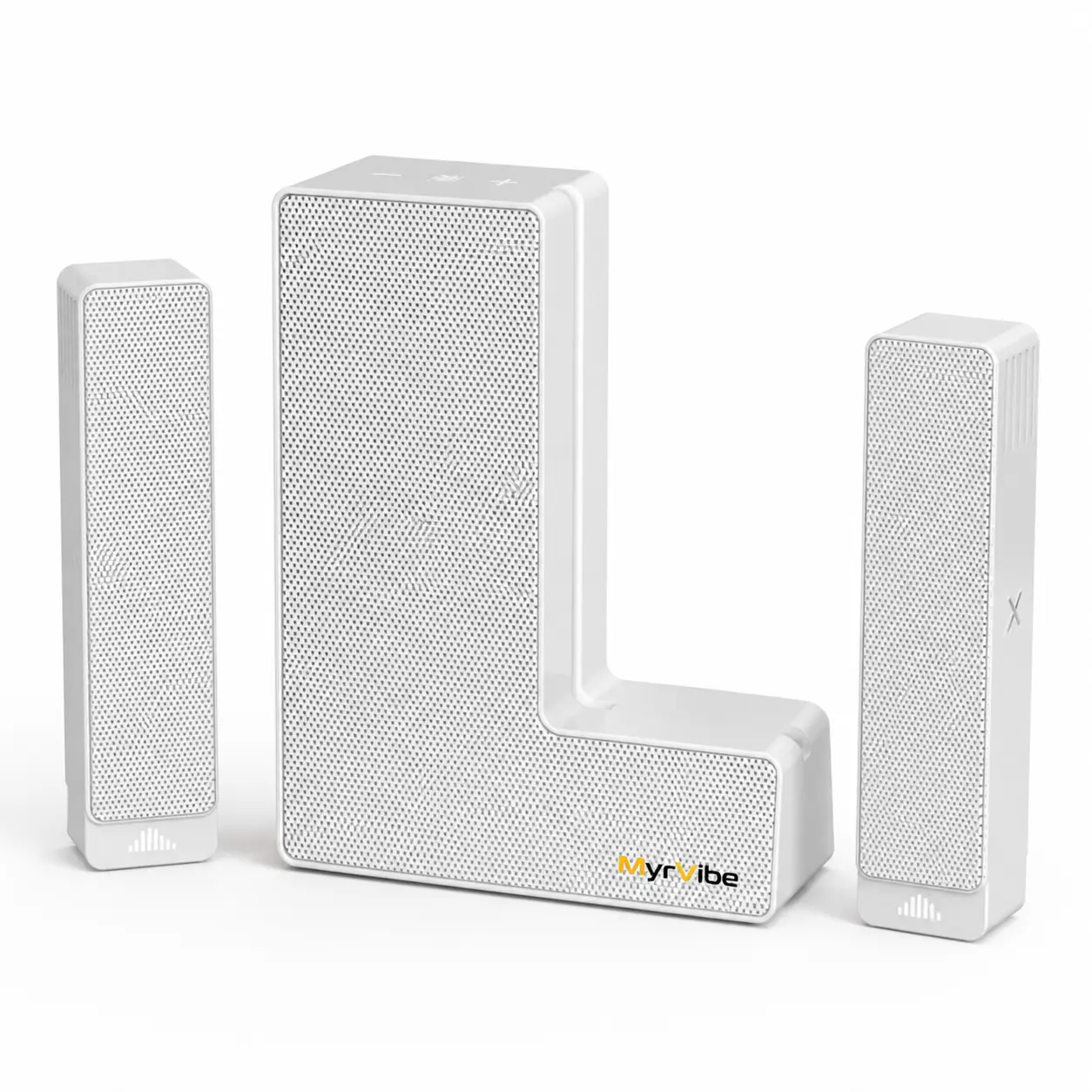 MYRVIBE 30W Bluetooth 5.0 Speaker with Phone Stand and Built-In Microphone, Deep Bass, White