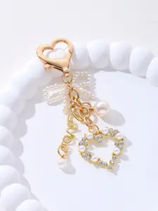 Pearly Butterfly Heart Love Keychain, Romantic Wedding Gift, Sweet and Gentle Style, Car Bag Pendant, Memorial Souvenir