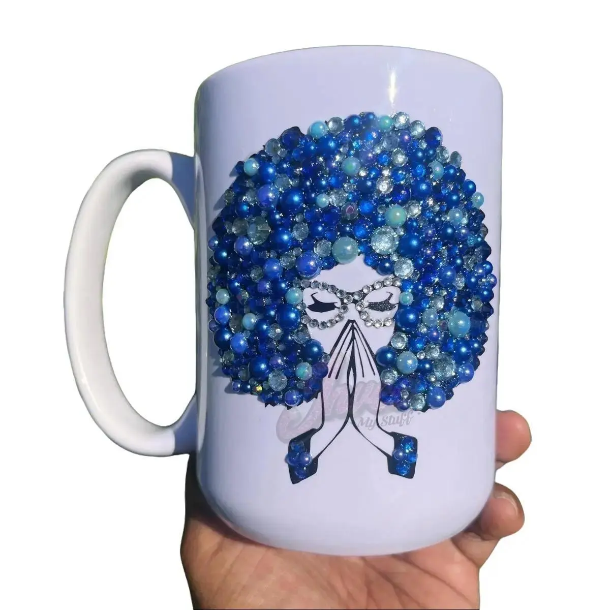 Prayer Hands with Glasses Blinged Ceramic Mug 14