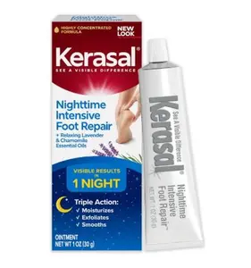 Kerasal Nighttime Intensive Foot Repair, Skin Healing for Cracked Heels and Dry Feet, 1 oz