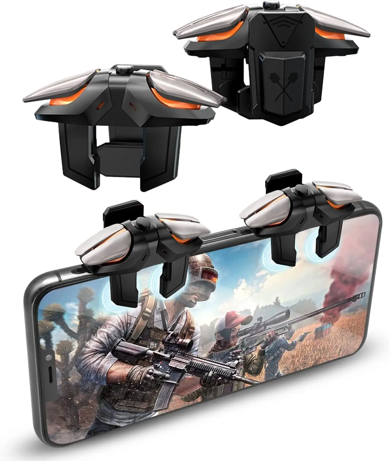 Mobile Gaming Trigger Controller, Six-Finger Shooter Joystick for iPhone Android