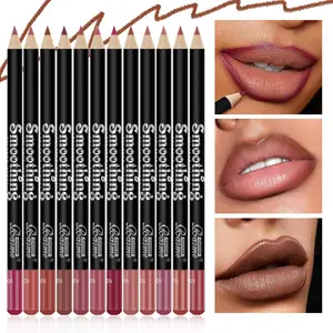 Long Lasting Matte Lip Liner, 12pcs/box Waterproof Easy Coloring Lipliner, Girls and Women Makeup Accessories for All Occasions Lip Makeup, Lip Liner Pencils