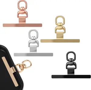 4 count Phone Tether Tab, 360 Rotatable Cell Phone Lanyard Patch Ultra-Thin Universal Stainless Steel Phone Lanyard Tab Metal Replacement Patch for Cell Phone and  Smartphones