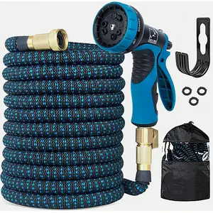 50FT Lightweight Expandable Garden Hose - Flexible Kink-Free Pipe with 10-Spray Nozzle Modes, Watering Attachment, Sprayers in Lawn and Garden, Portable Pressure Sprayer for Car Wash