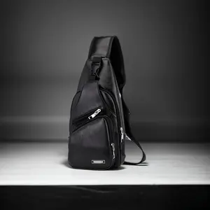 Lightweight Faux Leather Crossbody Bag, Unisex Compact Shoulder Backpack with USB Charging Port, Ideal for Travel and Outdoor Activities